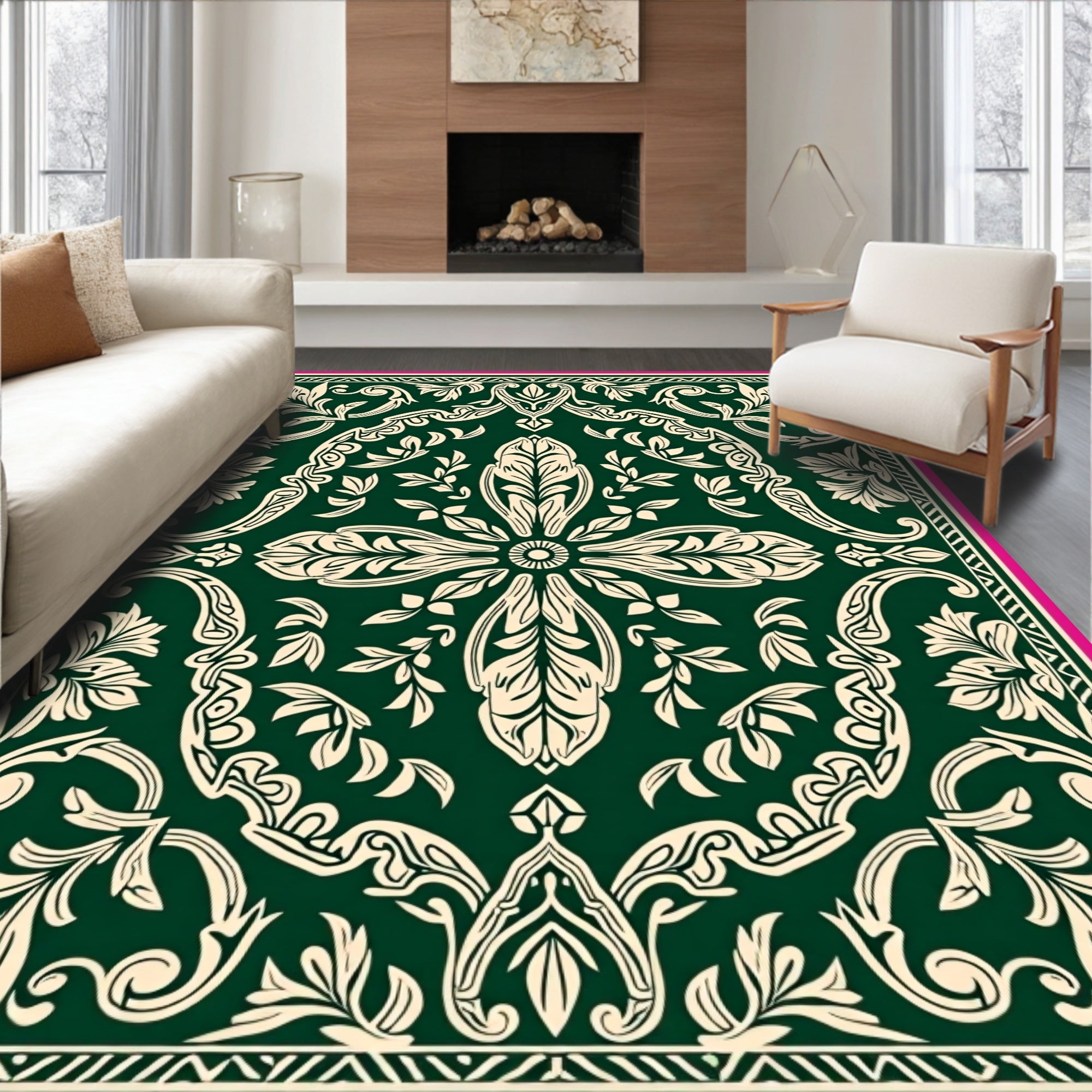 Ornate Floral Symmetry Pattern Rug
