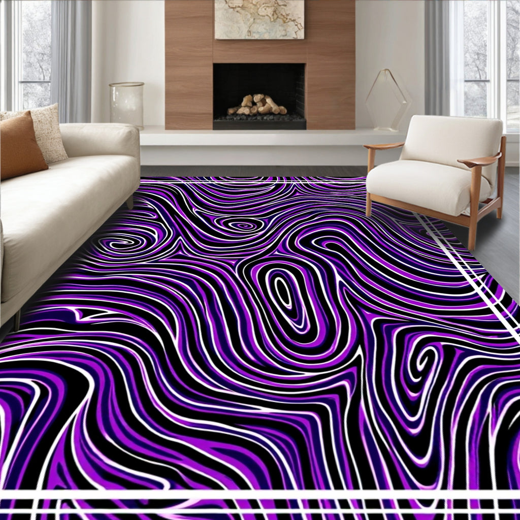 Purple Swirl Abstract Lines Rug