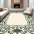 Elegant Floral Scroll Border Design Rug