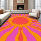 Groovy Sunburst With Vibrant Waves Rug