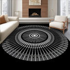 Concentric Geometric Sunburst Symmetry Design Rug