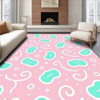 Playful Pink Teal Amoeba Swirls Rug