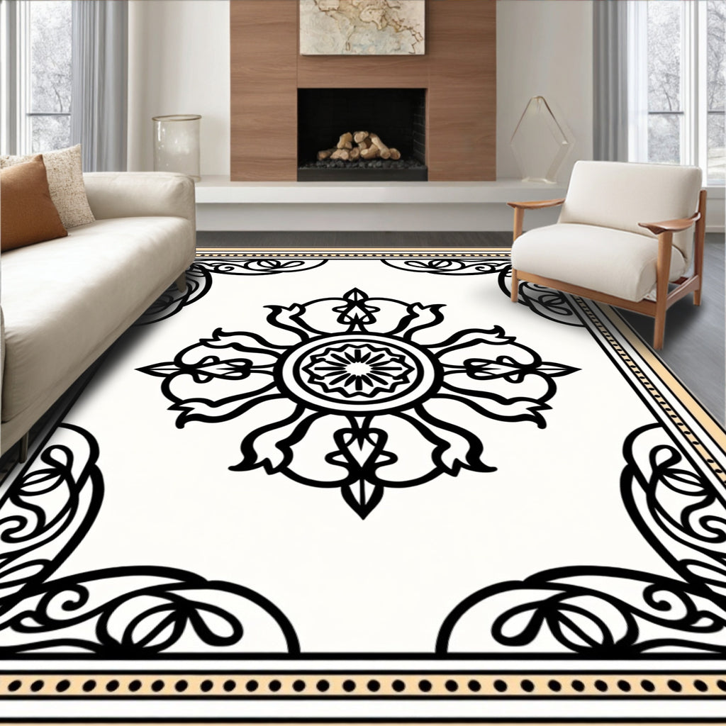 Classic Floral Medallion Scroll Design Rug