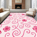 Pink Swirl Floral Pattern Rug