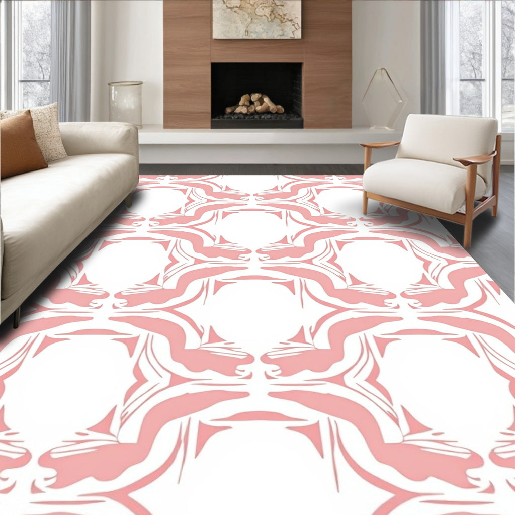 Soft Pink Abstract Art Deco Pattern Rug