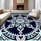 Mandala Patterned Light Blue Geometric Rug