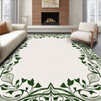 Art Nouveau Dark Green Floral Border Rug