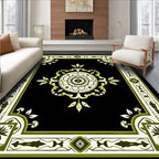 Elegant Green Floral Medallion Rug