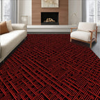 Bold Red Geometric Interlocking Pattern Rug