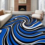 Bold Blue Black White Waves Rug