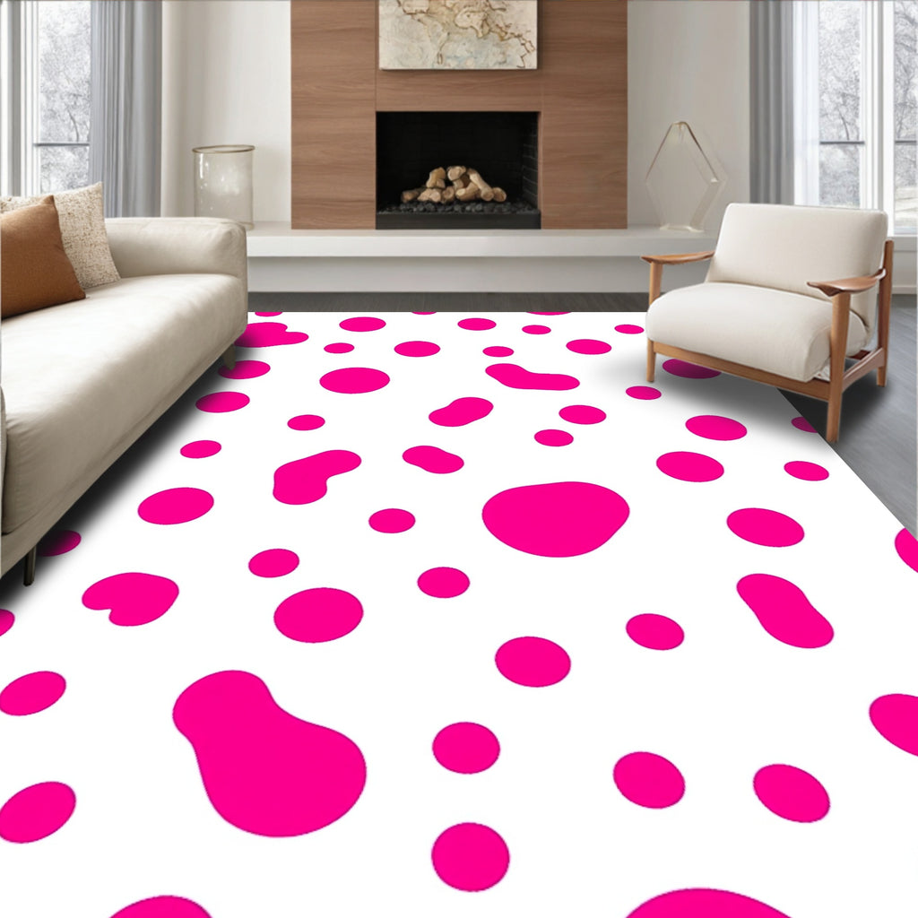 Bold Pink Spot Pattern Design Rug