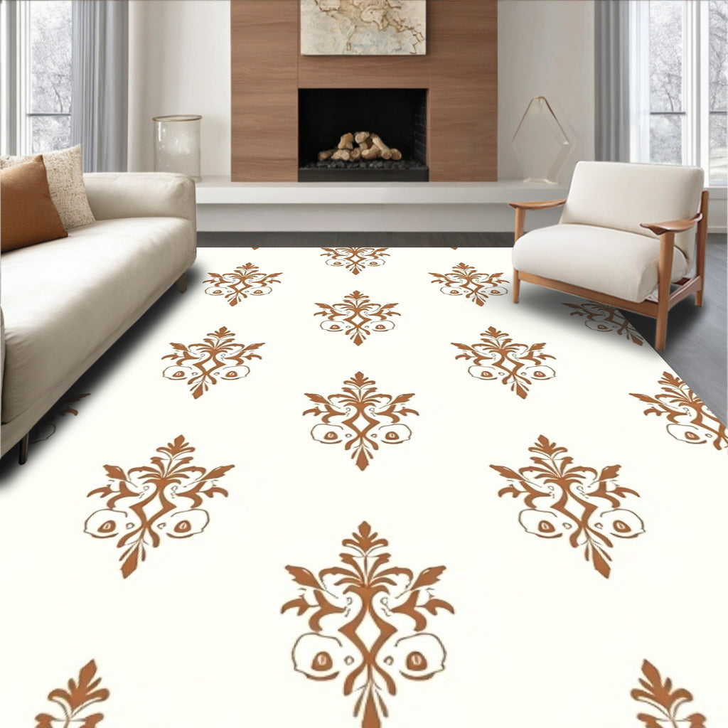Classic Damask Floral Repeat Pattern Rug