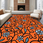 Vibrant Floral Vine Pattern Design Rug