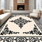 Classic Black Floral Centerpiece Rug