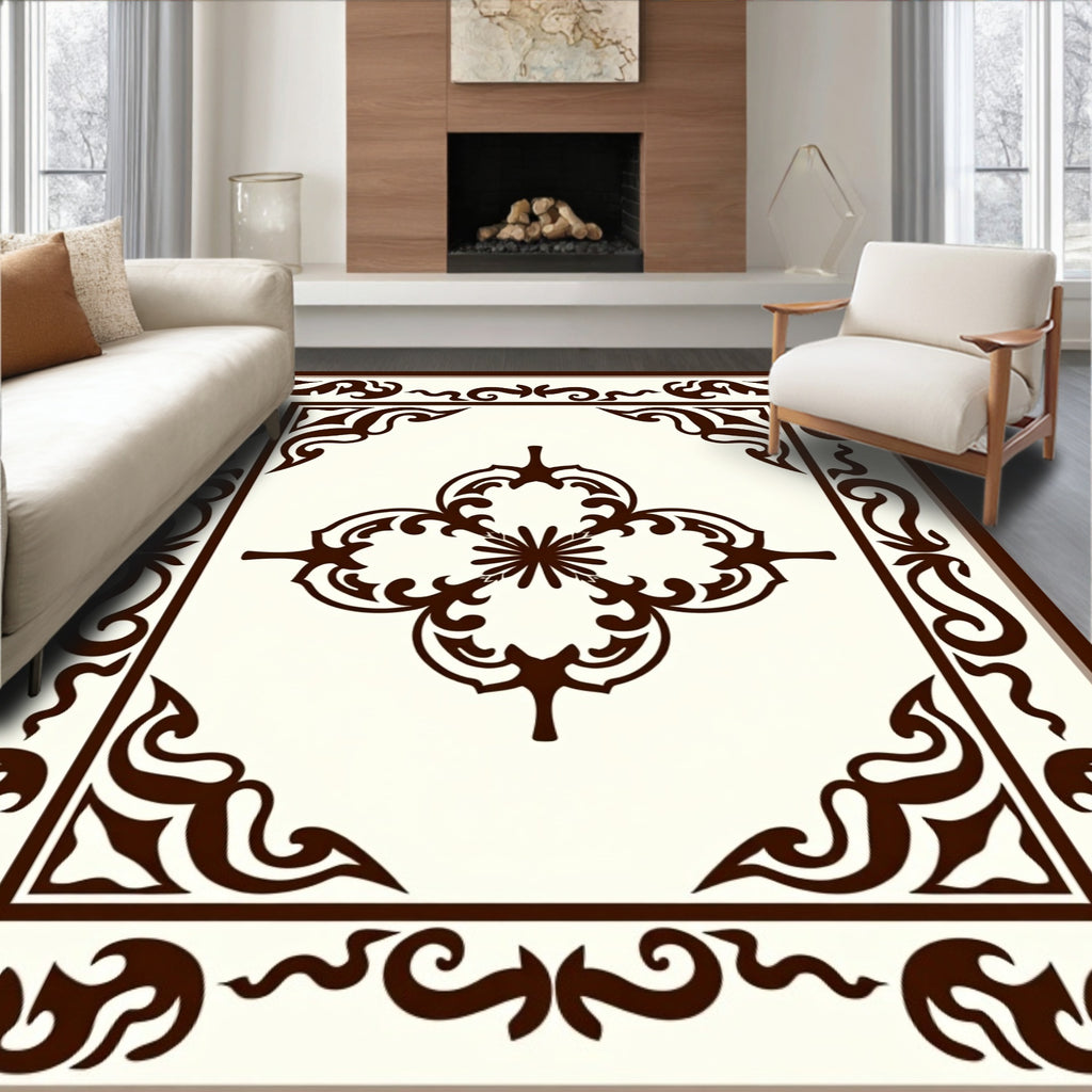 Ornate Vine Flower Central Panel Design Rug