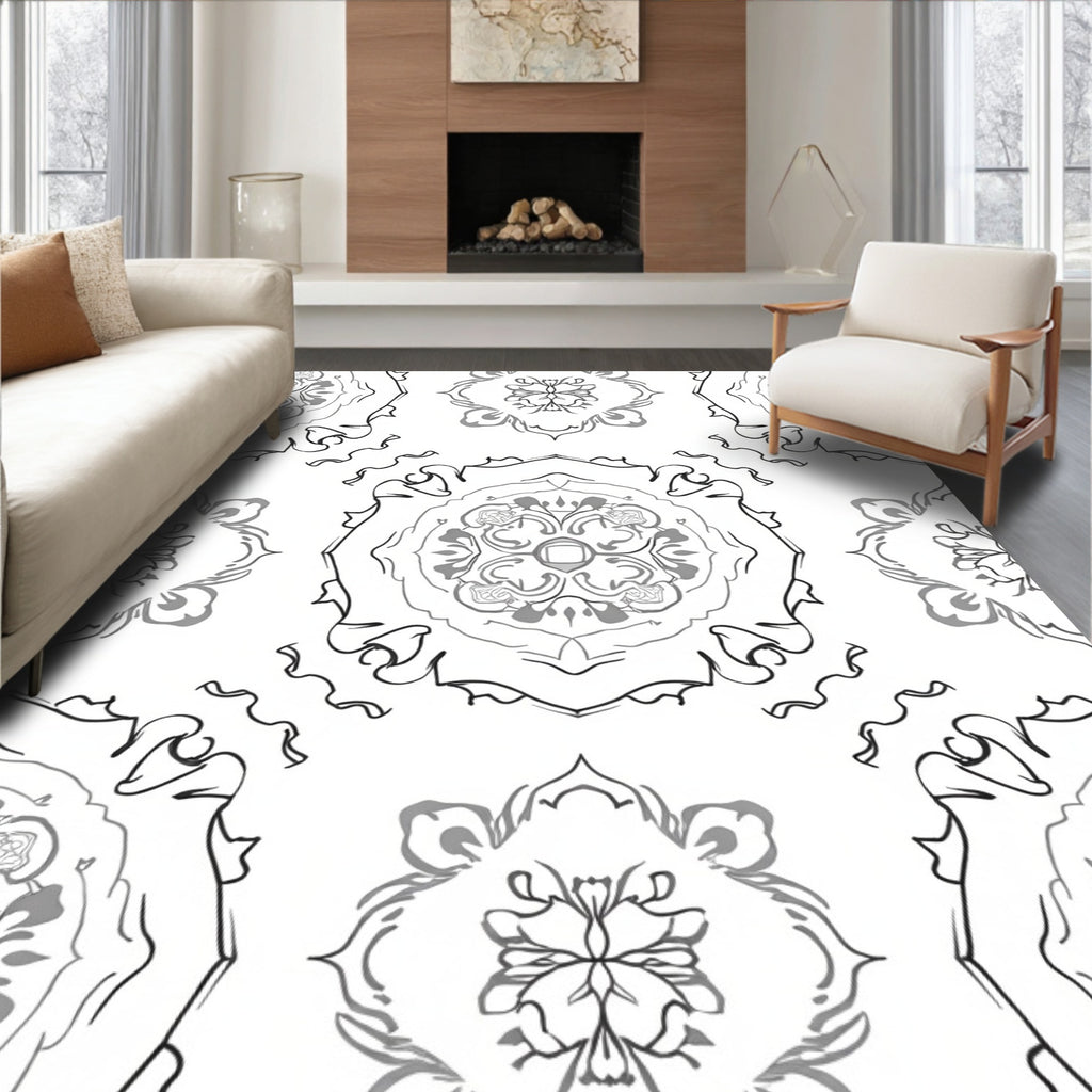 Classic Mandala Line Art Design Rug