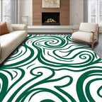 Emerald Swirl Pattern Traditional Design Rug