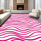 Vibrant Pink Wavy Stripe Pattern Rug