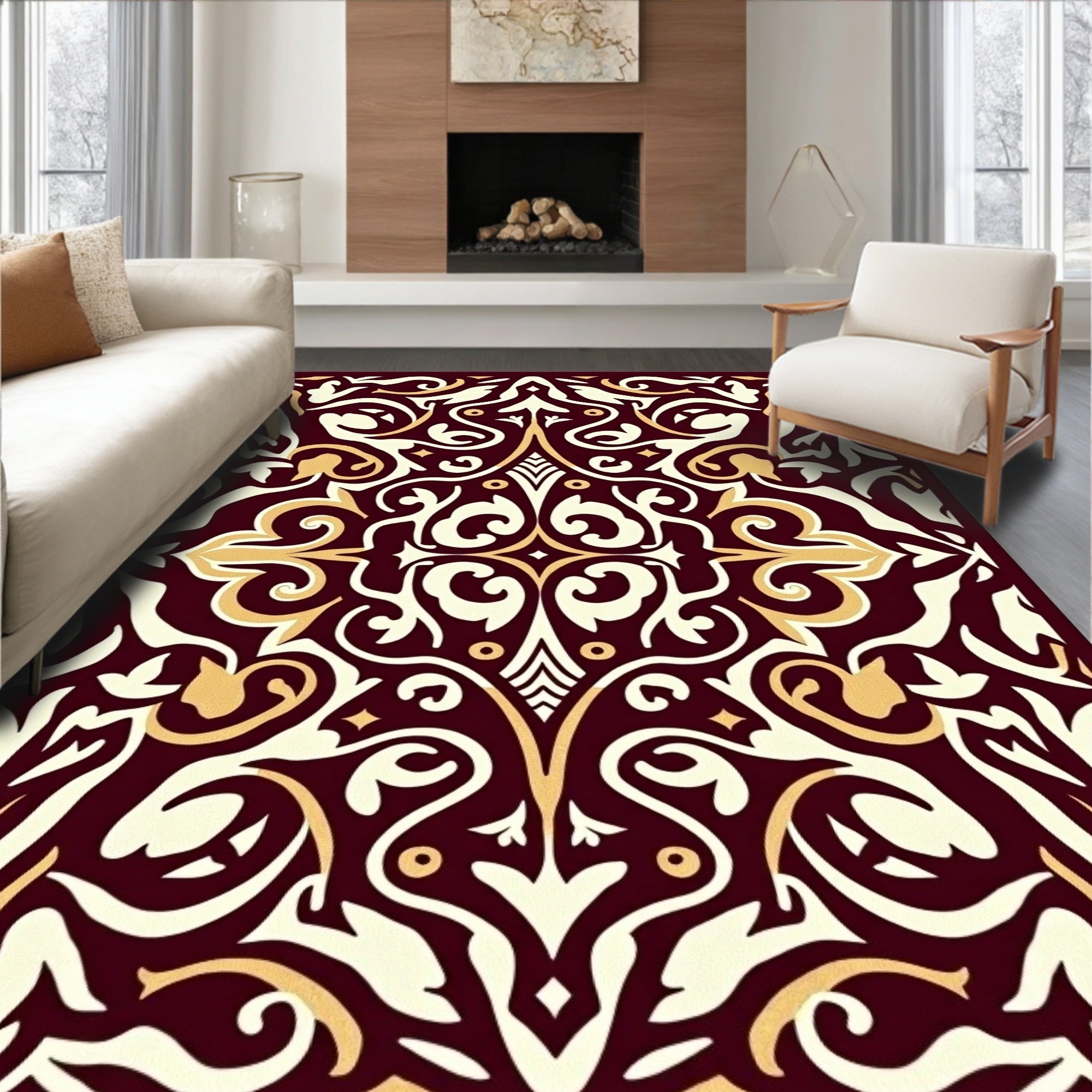 Ornate Swirls Patterned Regal Rug