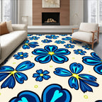Blue Floral Pattern Design Rug