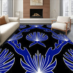 Royal Blue Fan Pattern Design Rug