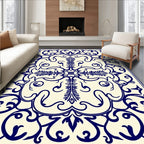 Elegant Blue Floral Medallion Pattern Rug