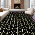 Abstract Geometric Yellow Stripes Rug