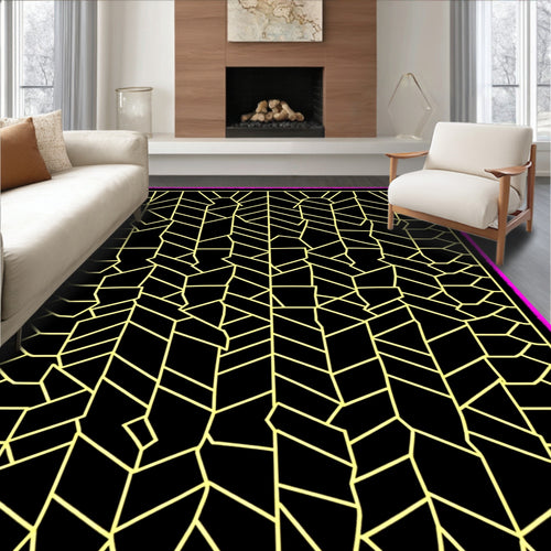 Abstract Geometric Yellow Stripes Rug