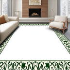 Emerald Vine Art Nouveau Border Rug