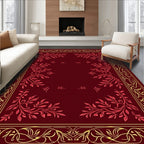 Elegant Red and Gold Floral Border Rug