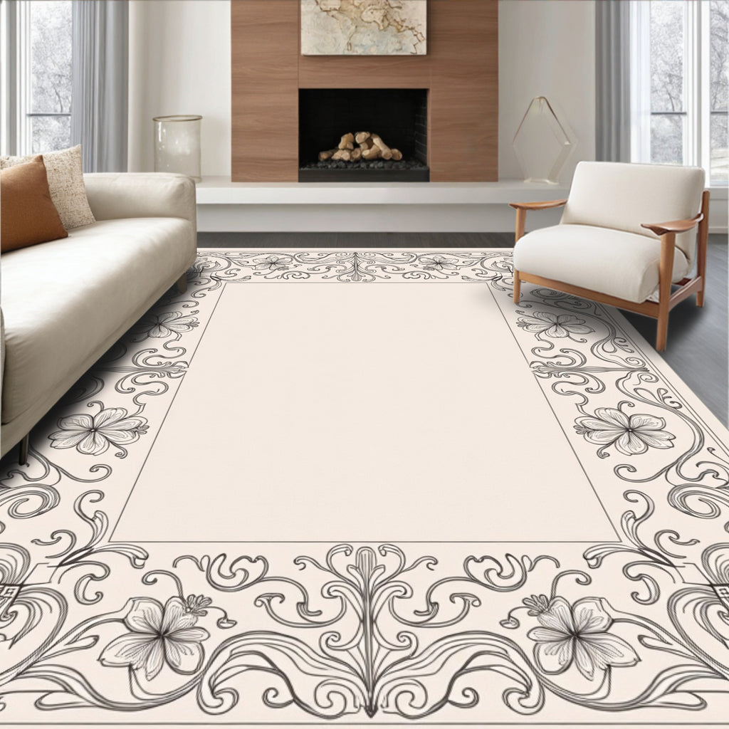 Elegant Floral Swirl Ornament Rug