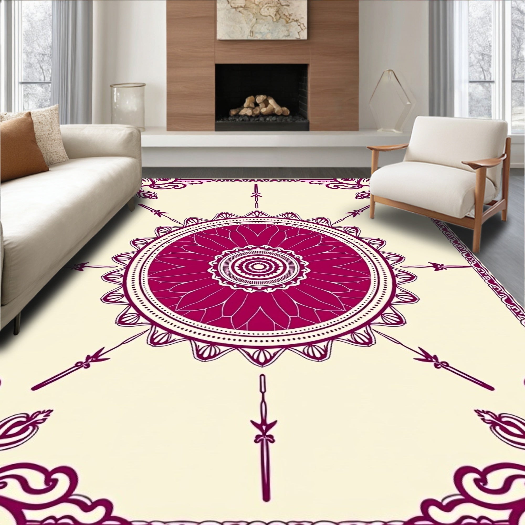 Mandala Design With Floral Accents Rug