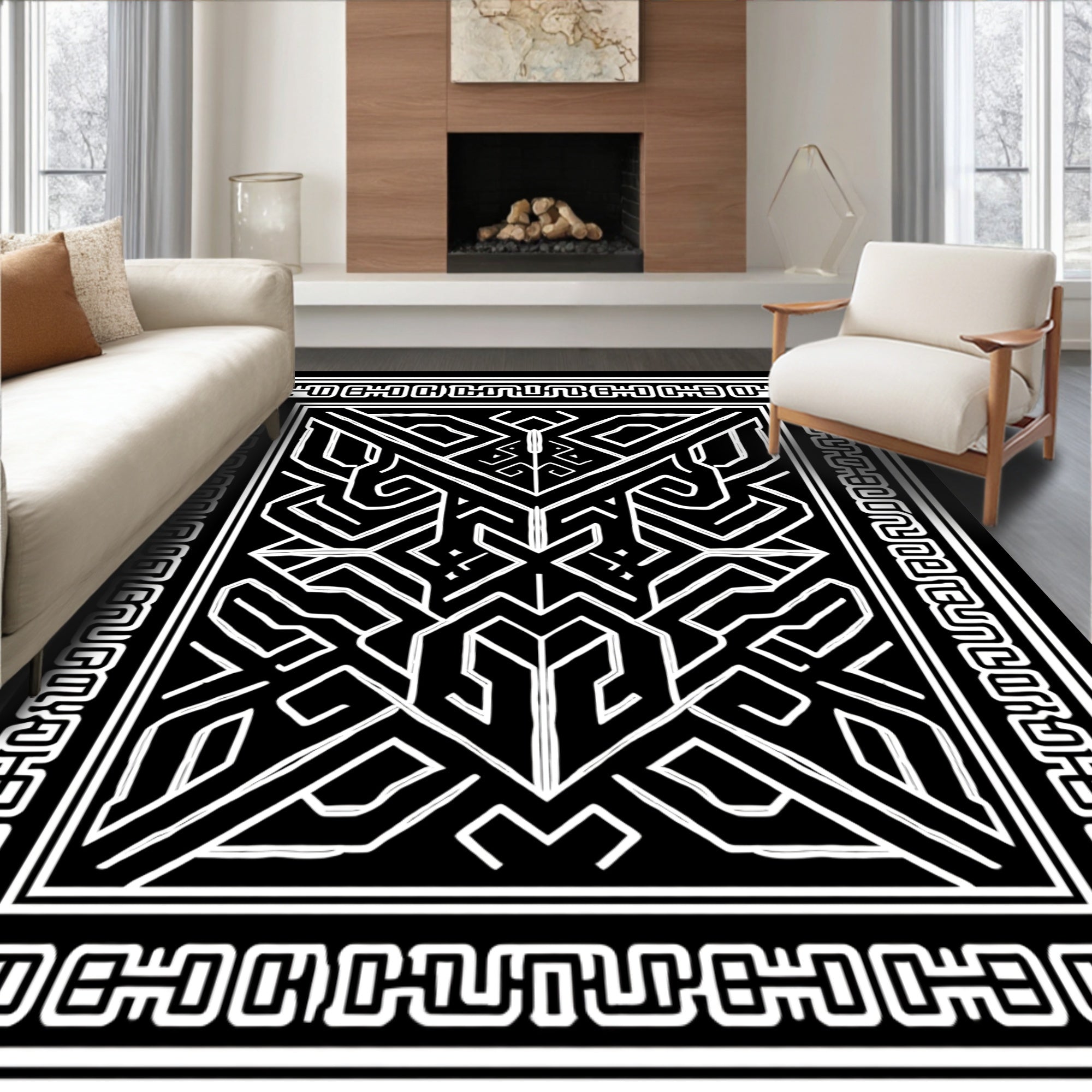 Bold Geometric Lines Abstract Design Rug