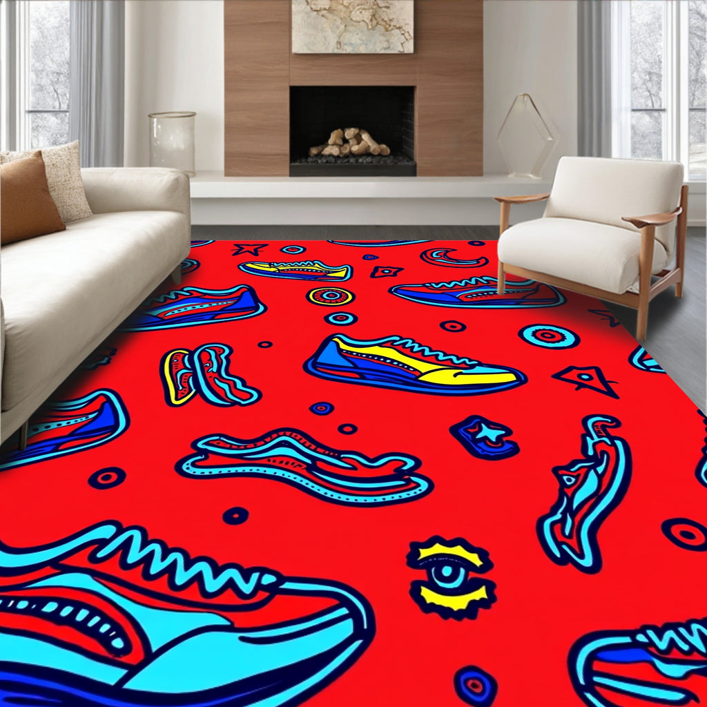 Athletic Shoe Print All Over Rug