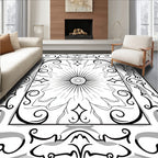 Ornate Sunburst Scroll Pattern Rug