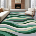 Abstract Green Wave Pattern Design Rug