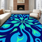 Abstract Swirls Vibrant Blue Green Rug