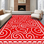 Bold Red Swirl Abstraction Rug