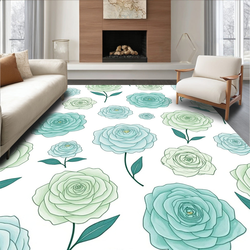 Soft Rose Floral Pattern Rug