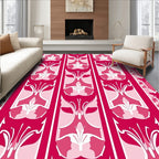 Floral Stripes In Shades Of Pink Rug