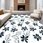 Dark Floral Outline Pattern Design Rug