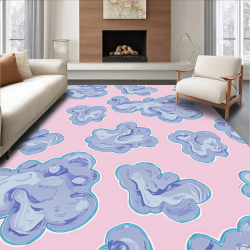 Abstract Cloud-Like Swirl Pattern Rug