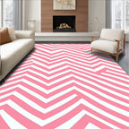Pink and White Zigzag Stripes Rug