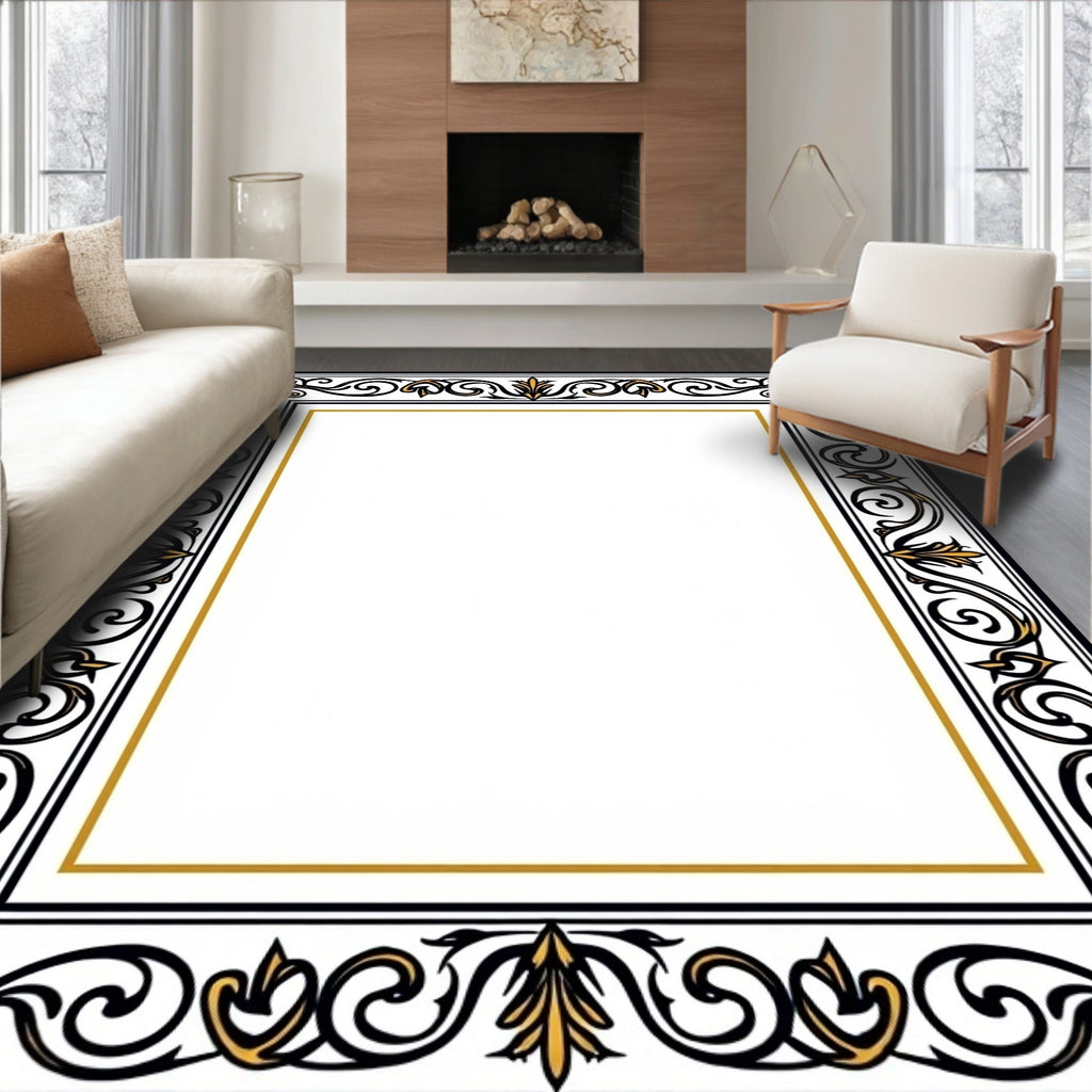 Ornate Floral Scrollwork Statement Rug