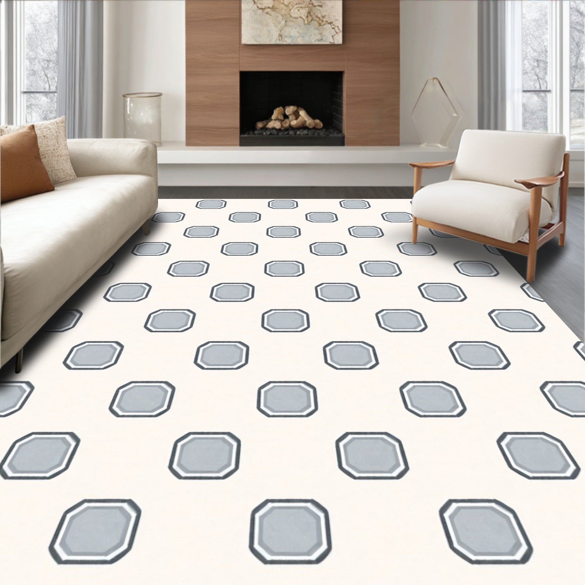 Geometric Octagon Pattern Design Rug
