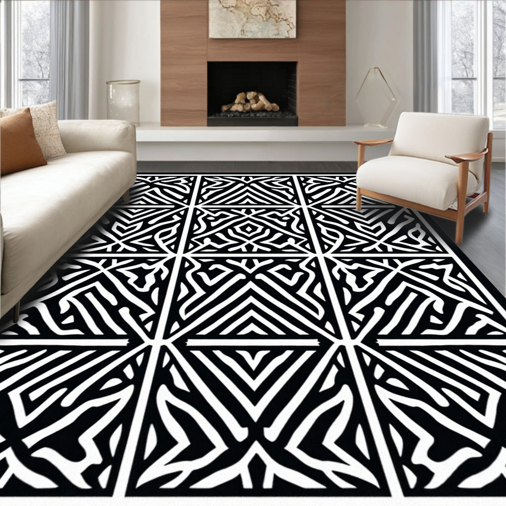 Bold Geometric Maze Pattern Rug
