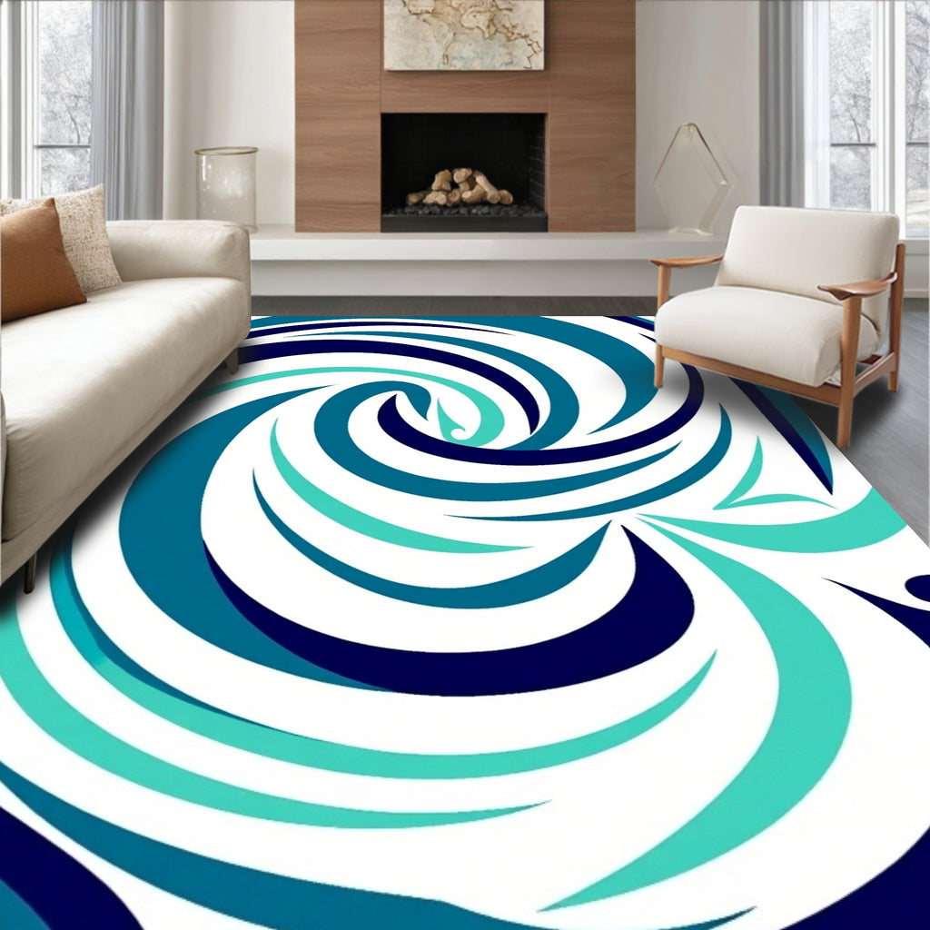 Oceanic Swirls Abstract Pattern Rug