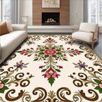 Floral Scrollwork Blossom Design Rug