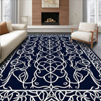 Ornate White Intertwined Floral Design Rug