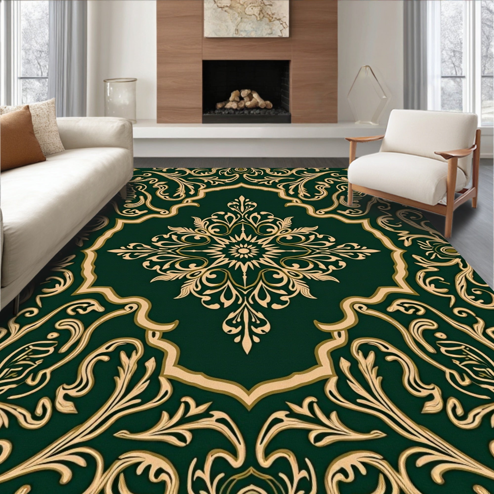 Intricate Floral Scrollwork Pattern Rug